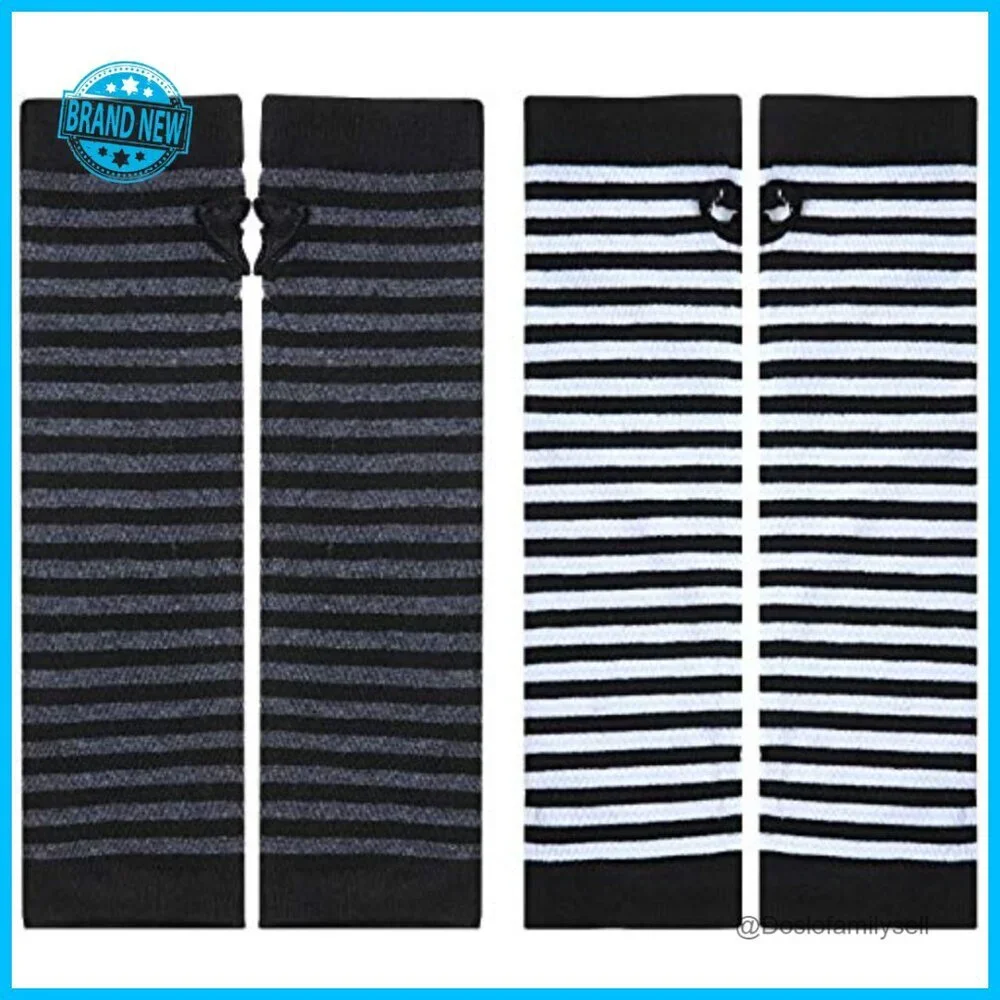 Long Fingerless Gloves Striped Arm Warmers Punk Gothic Y2K Scene Emo Style